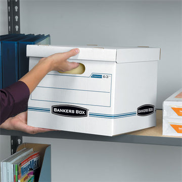 Bankers Box® Easylift Basic-duty Strength Storage Boxes, Letter Files, 12.75" X 13.25" X 10.5", White-blue, 12-carton freeshipping - TVN Wholesale